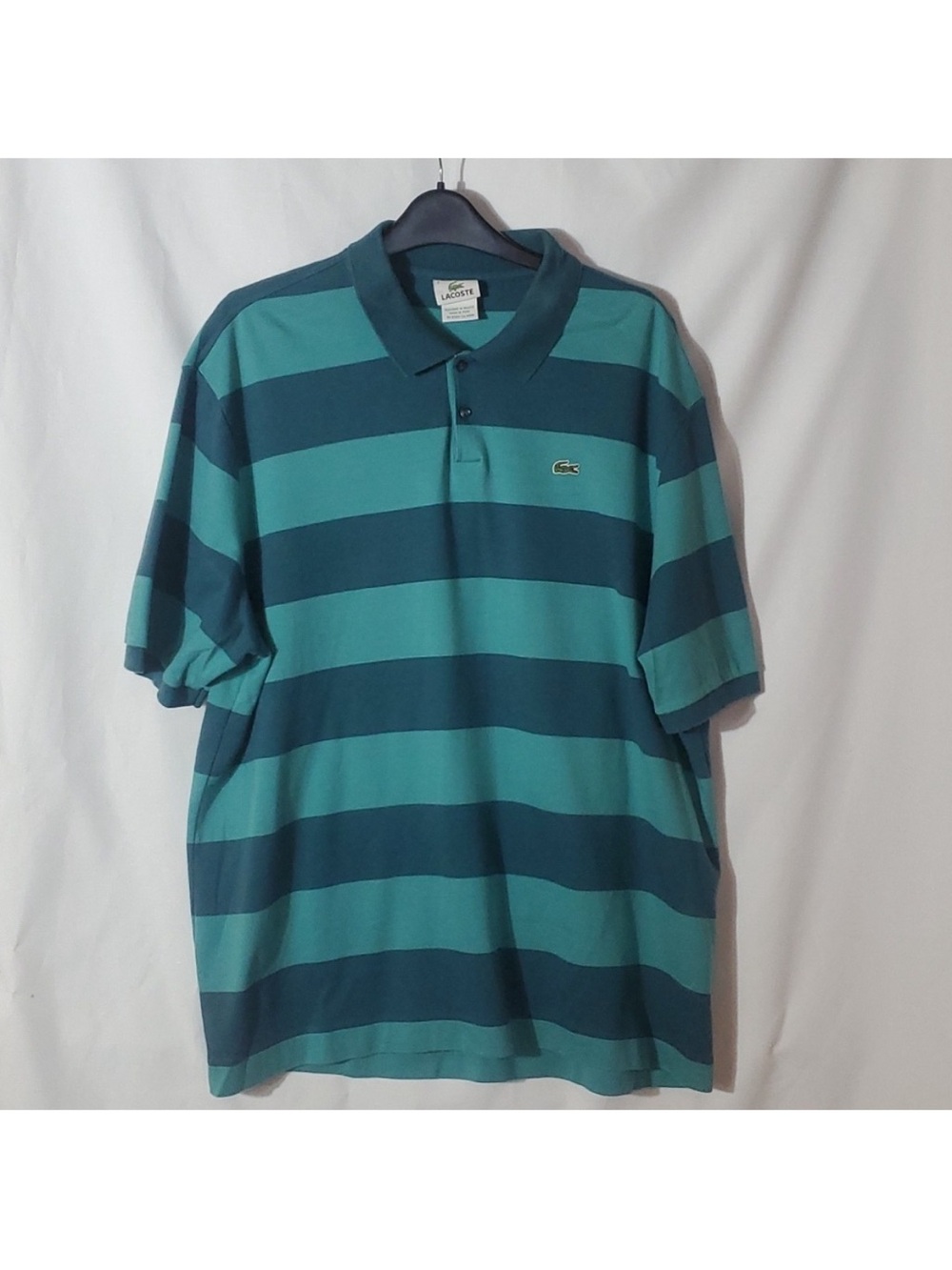 Lacoste Men’s Striped Polo Shirt in Teal and Dark Teal